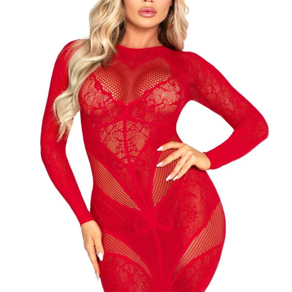 Сукня Leg Avenue Lace and Net Bodycon Gown One Size, Red