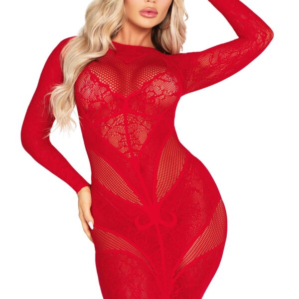 Сукня Leg Avenue Lace and Net Bodycon Gown One Size, Red