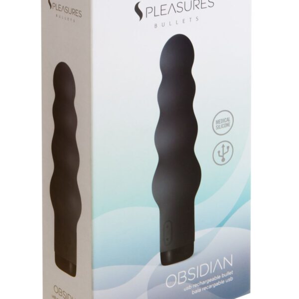Вібратор S Pleasures Bullets Obsidian, чорний, у вигляді ряду кульок, 10 режимів, діаметр 4,2 см