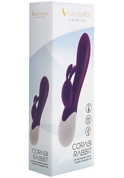 Вібратор-кролик S Pleasures Premium Corabi Rabbit, фіолетовий, вушка для клітора, 16 режимів, нагрів