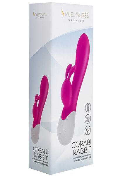 Вібратор-кролик S Pleasures Premium Corabi Rabbit, рожевий, вушка для клітора, 16 режимів, нагрів