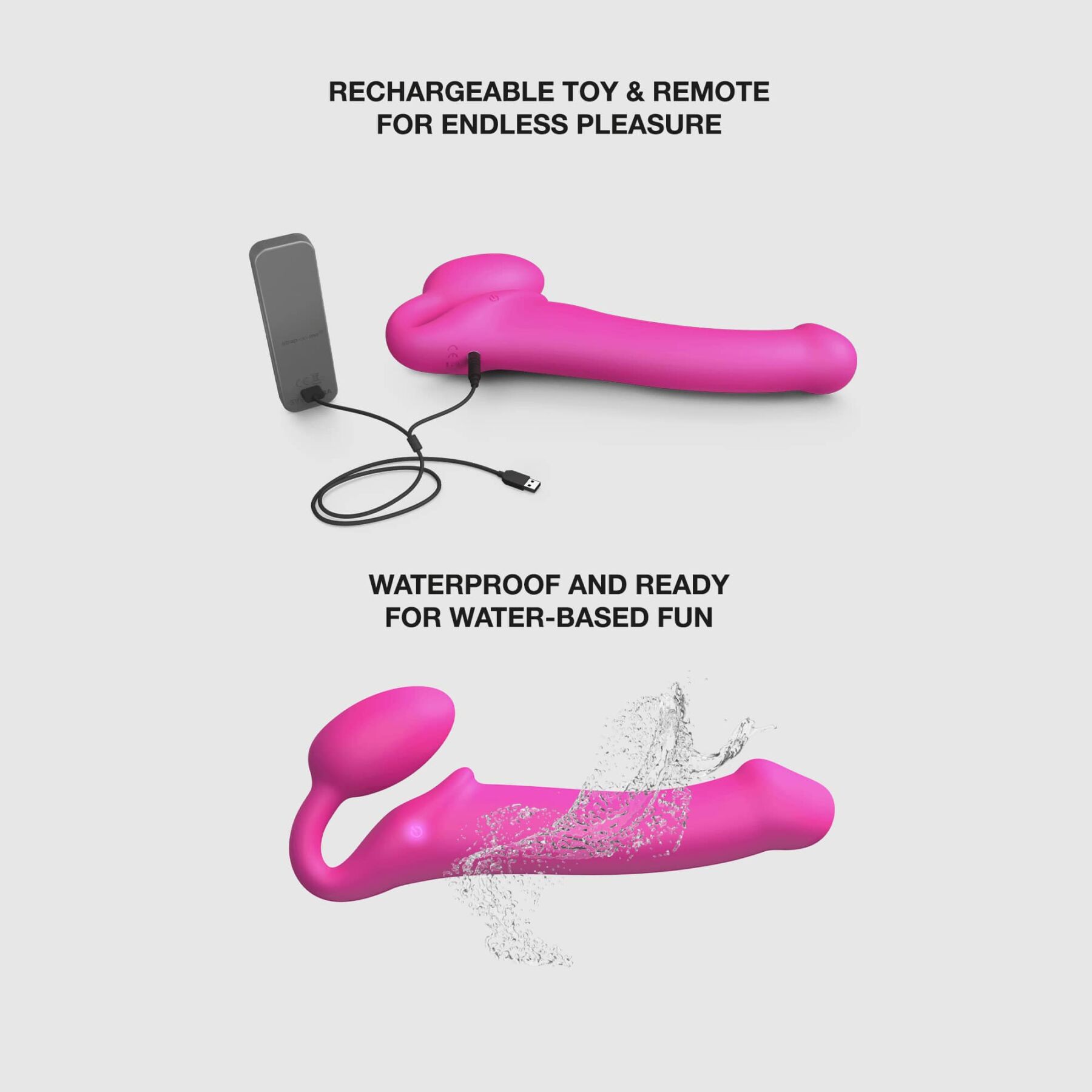 sx2572-48689696800526 Безремінний страпон з вібрацією Strap-On-Me Vibrating Fuchsia L, діаметр 3,7см, пульт ДК, регульований