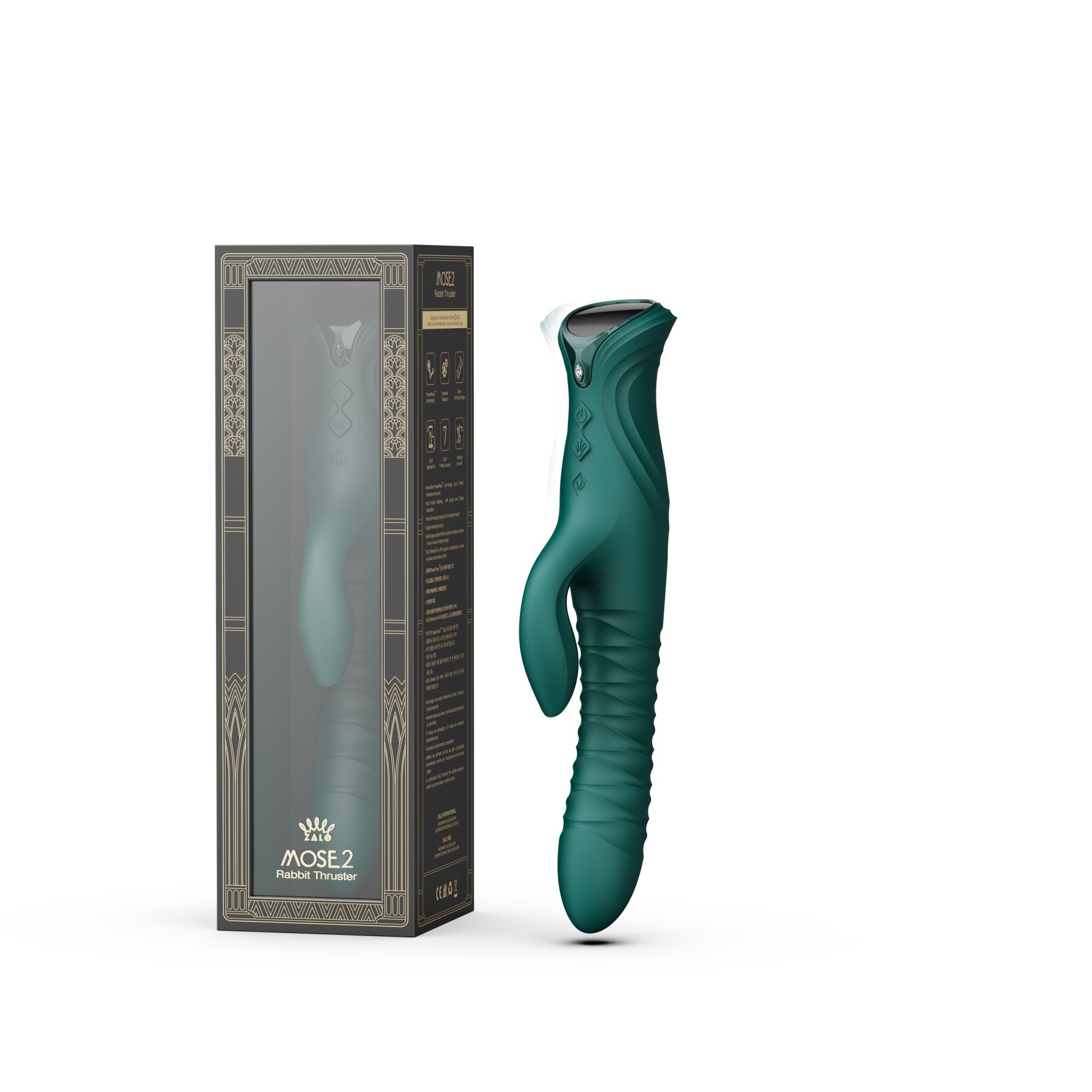 sx2687-17588469012695 Пульсатор-кролик з вібрацією Zalo Mose 2 Turquoise Green