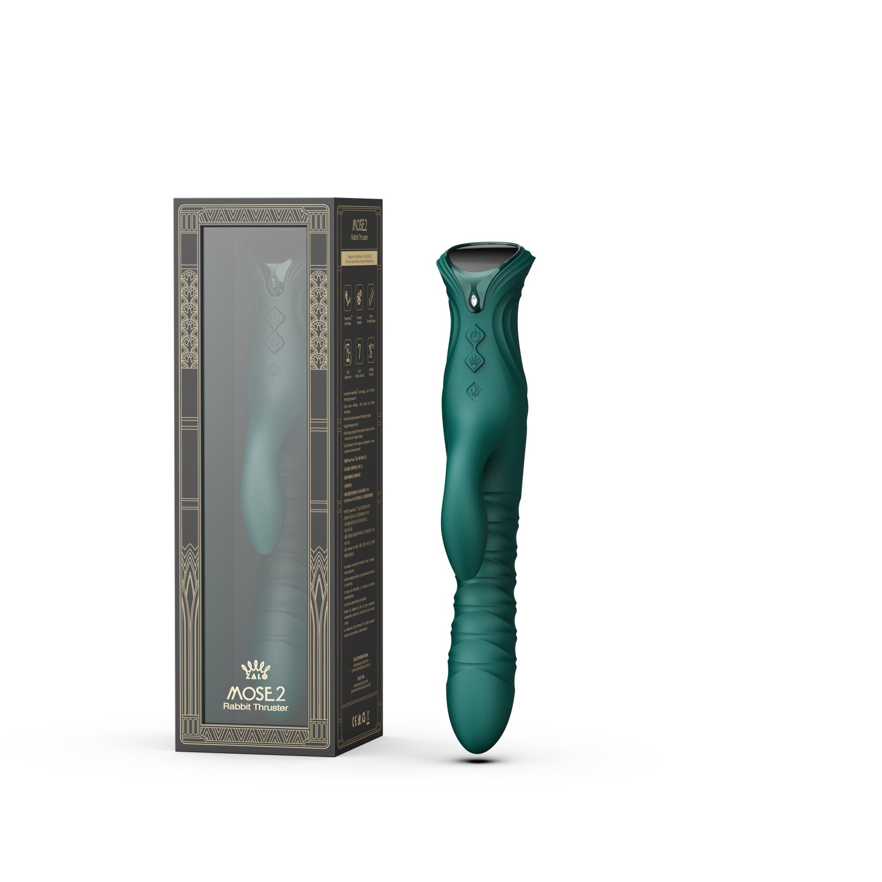 sx2687-74246793641107 Пульсатор-кролик з вібрацією Zalo Mose 2 Turquoise Green