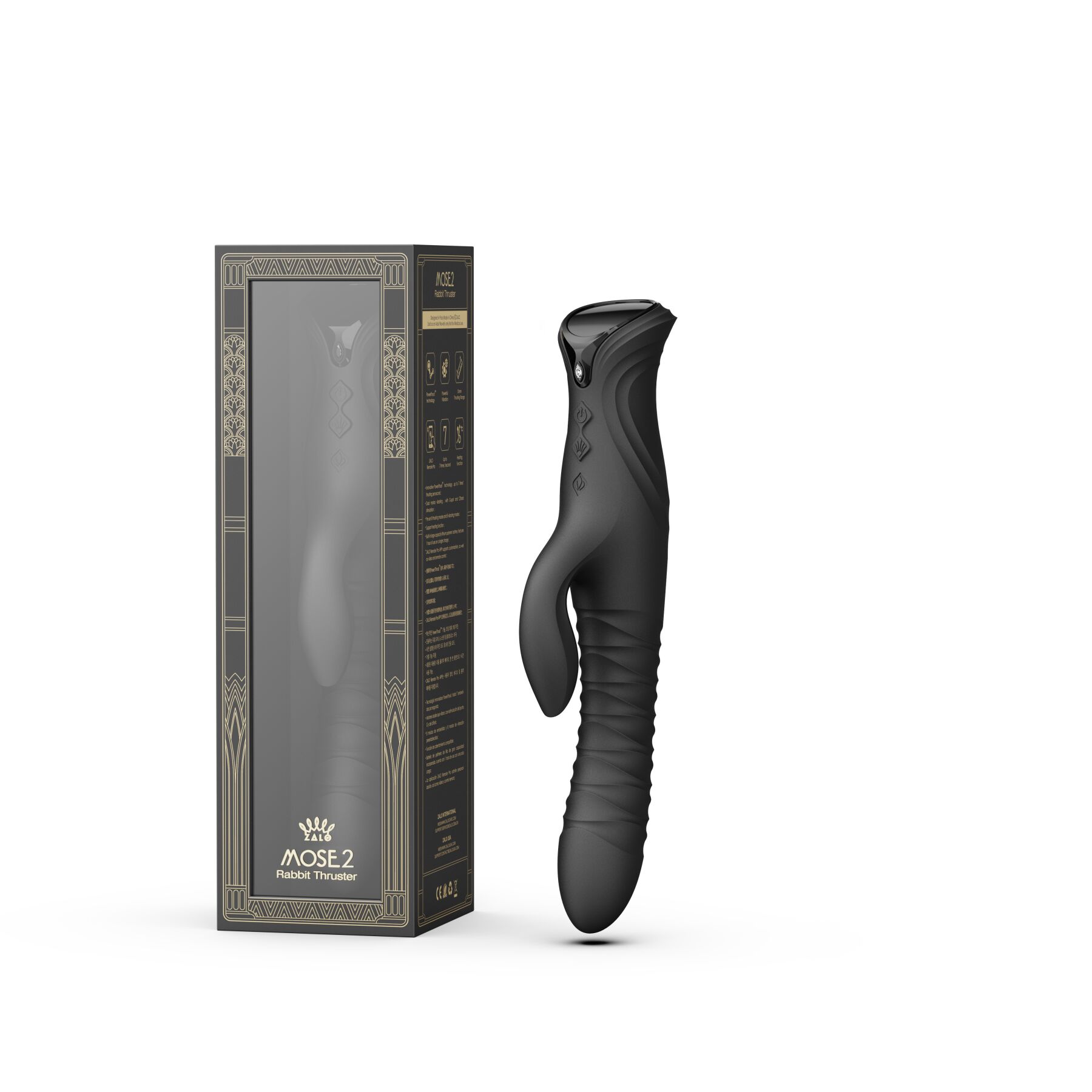 sx2688-79453543071106 Пульсатор-кролик з вібрацією Zalo Mose 2 Obsidian Black