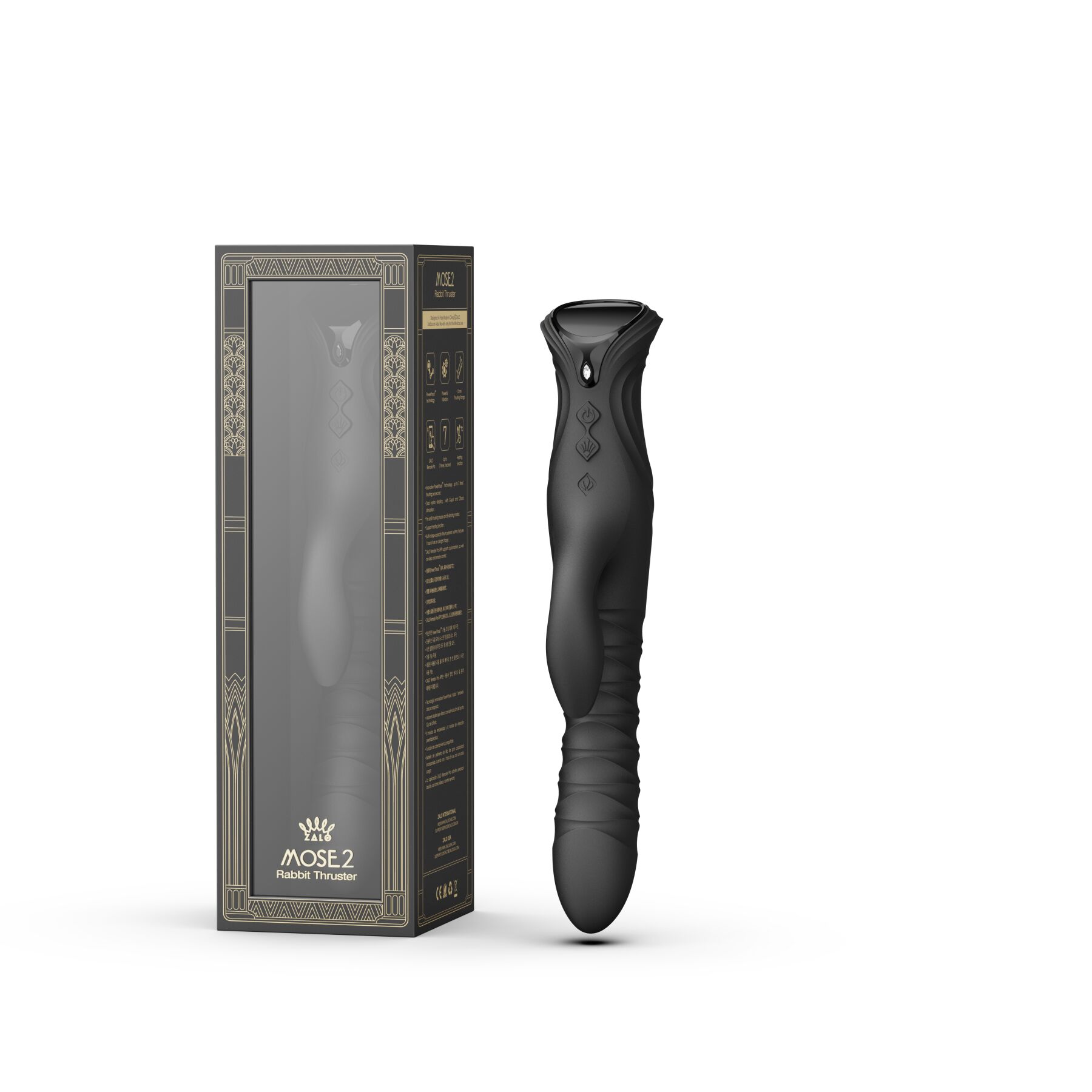 sx2688-97412437431382 Пульсатор-кролик з вібрацією Zalo Mose 2 Obsidian Black