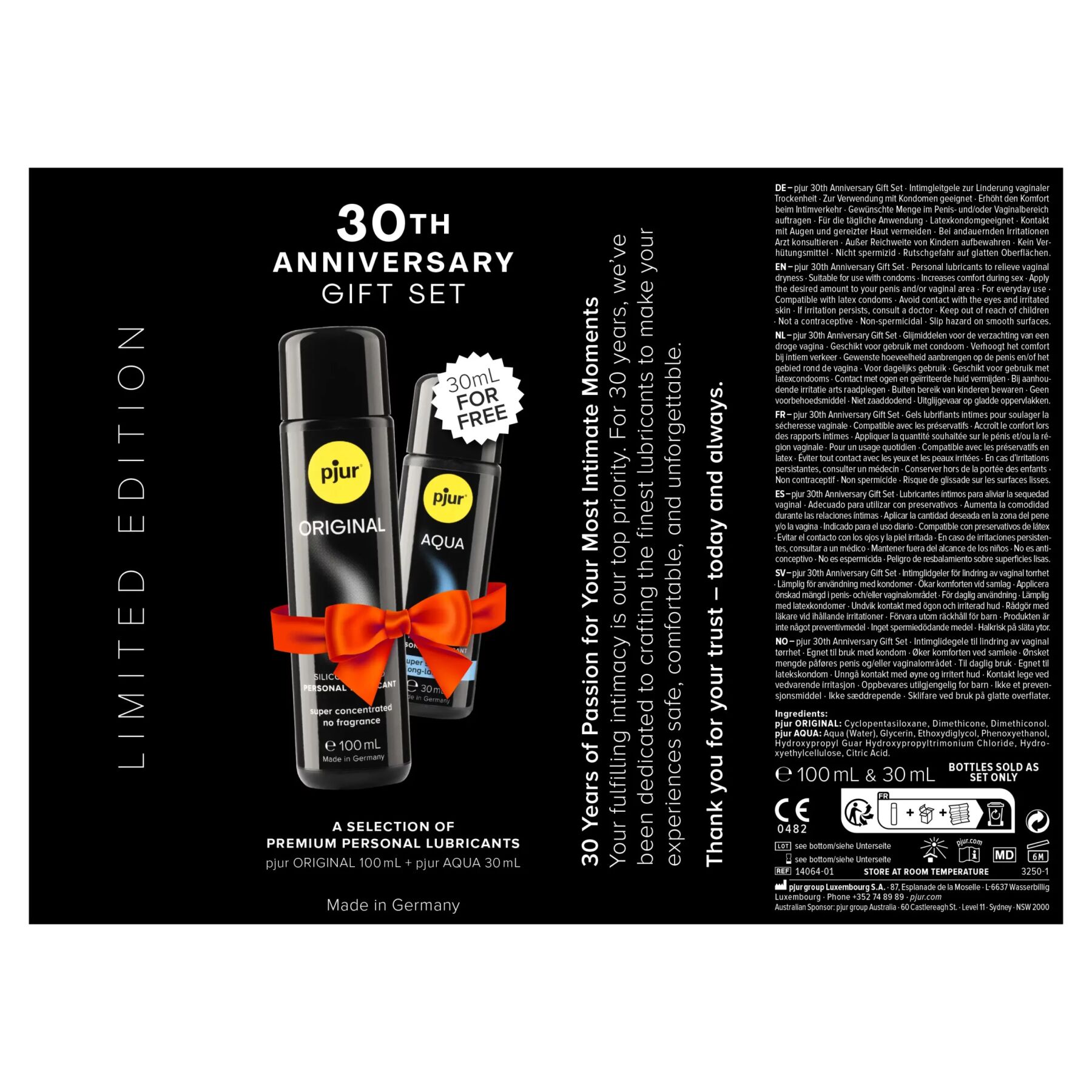 sx2799-84229439894612 Ювілейний набір лубрикантів pjur 30th Anniversary Gift Set: Original 100 мл та Aqua 30 мл